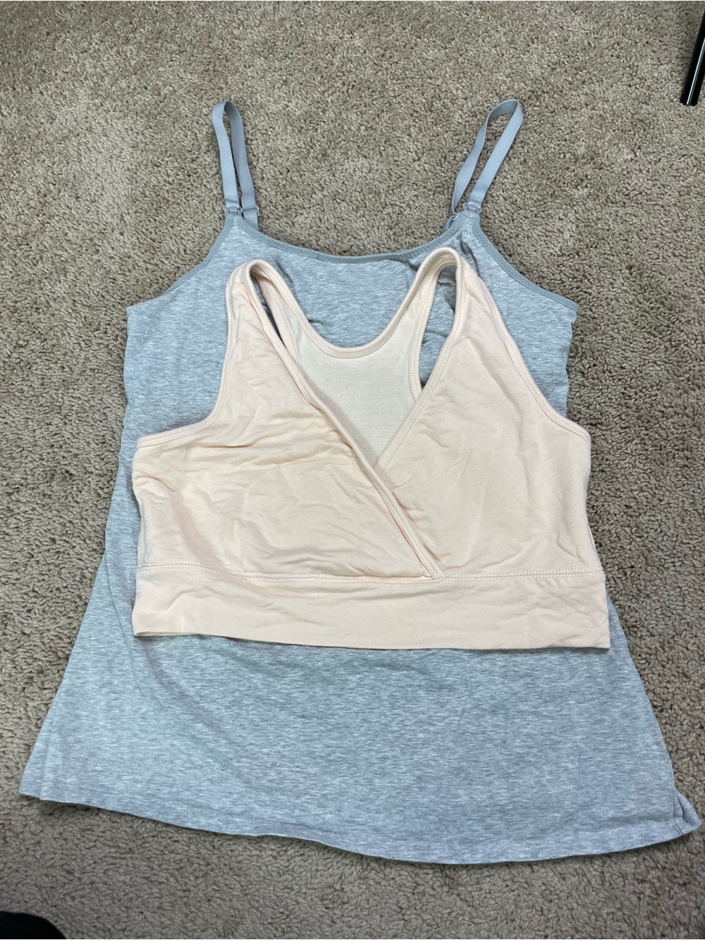 Kindred Bravely Peach Bralette with Heather Gray Nursing Tank